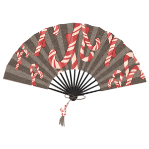 A Chinese fan with sugarcane ornaments