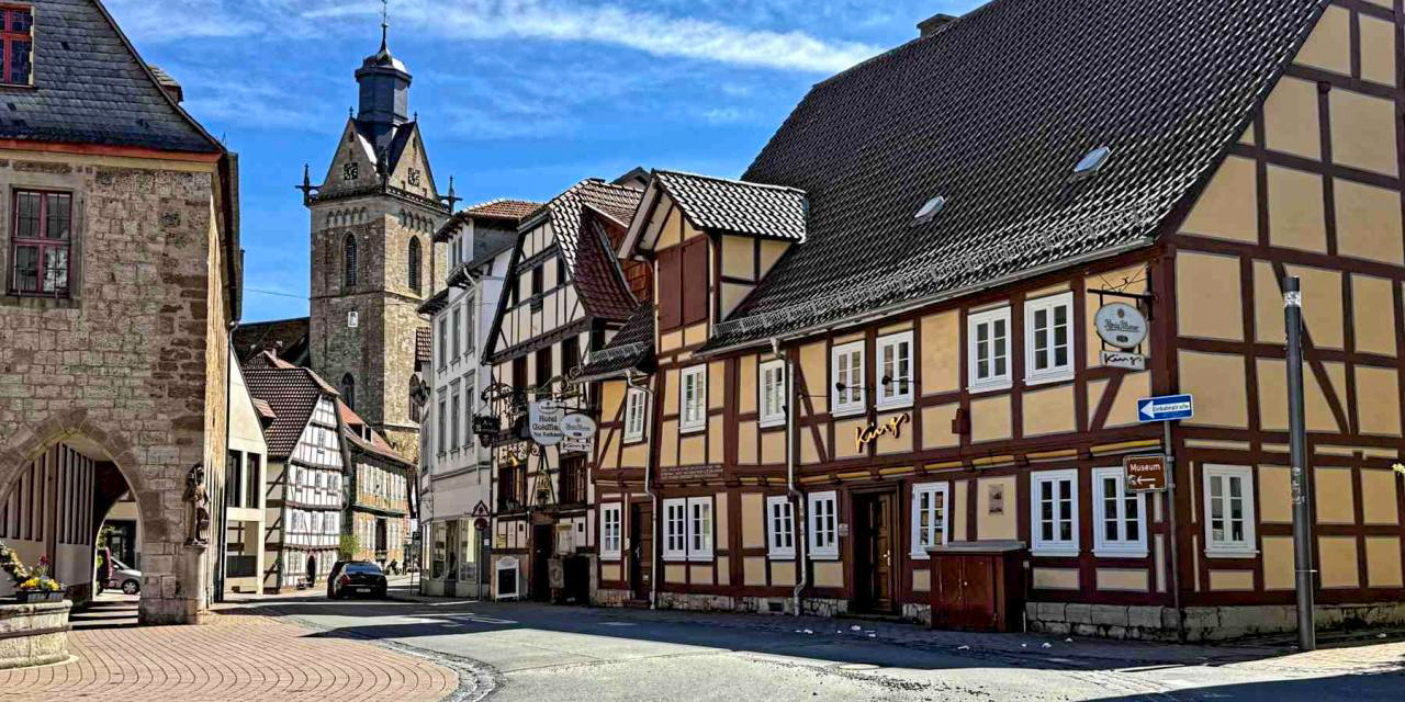 View of some half-timbered houses in the historic centre of Korbach